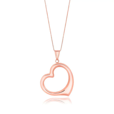 An image displaying 14k Rose Gold Floating Heart Drop Pendant by Orca Market