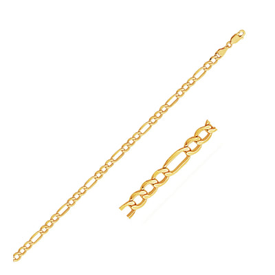 An image displaying 4.6mm 14k Yellow Gold Lite Figaro Bracelet by Orca Market