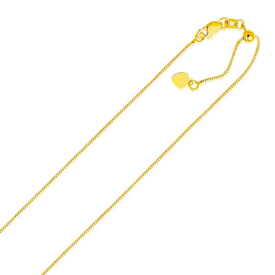 An image displaying 14k Yellow Gold Adjustable Box Chain 0.7mm by Orca Market