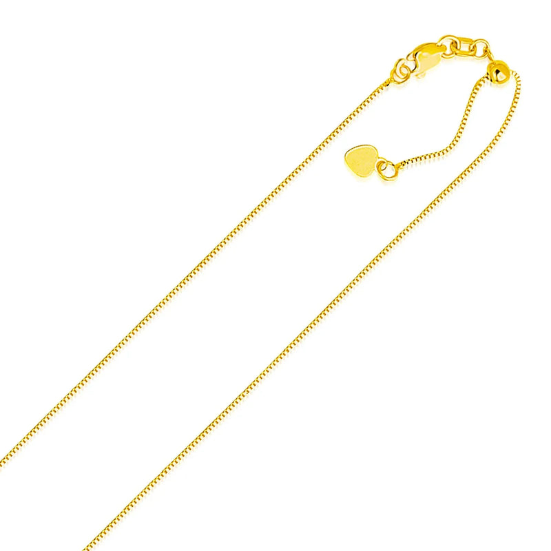 An image displaying 14k Yellow Gold Adjustable Box Chain 0.7mm by Orca Market