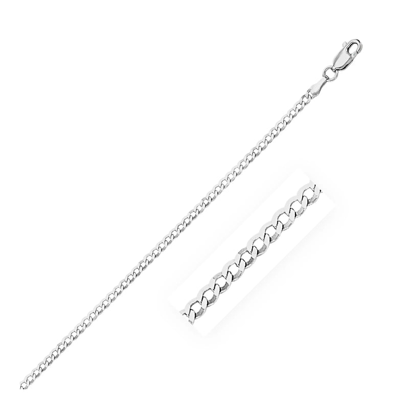 An image displaying 2.6mm 14k White Gold Solid Curb Chain by Orca Market