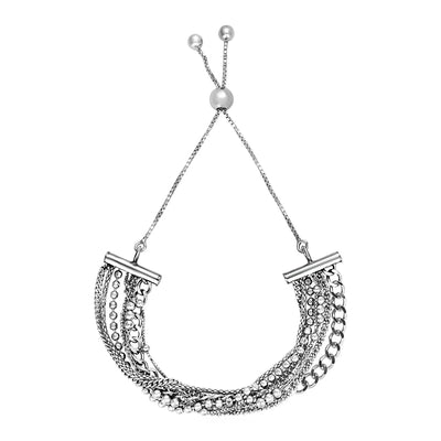 An image displaying Adjustable Multi Chain Bracelet in Sterling Silver by Orca Market