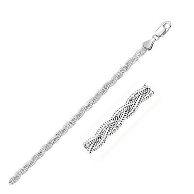 An image displaying 3.5mm 14k White Braided Foxtail Anklet by Orca Market