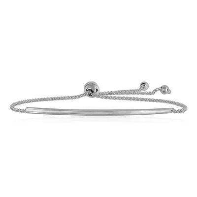 An image displaying 14k White Gold Smooth Curved Bar Lariat Design Bracelet by Orca Market