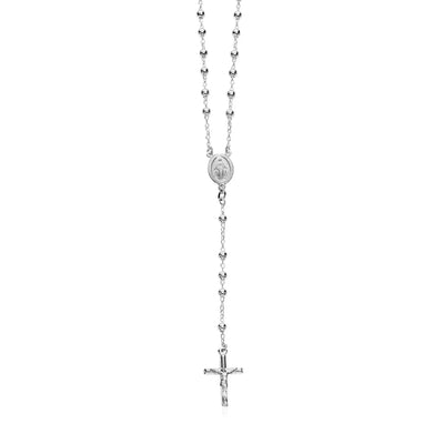 An image displaying Polished Rosary Chain and Bead Necklace in Sterling Silver by Orca Market