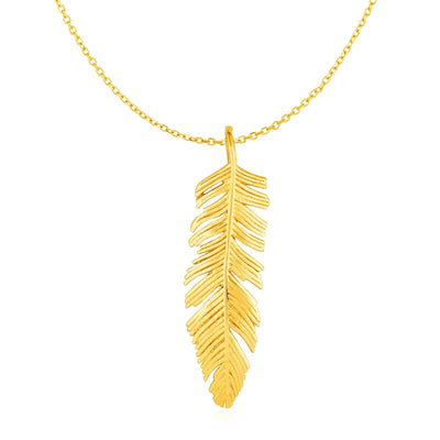 An image displaying Feather Pendant in 10k Yellow Gold by Orca Market
