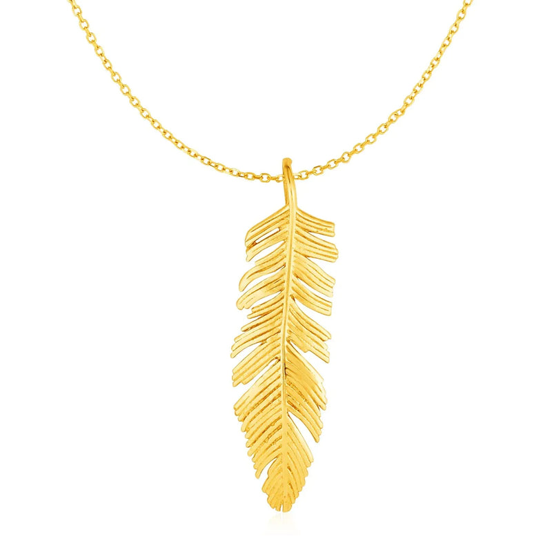 An image displaying Feather Pendant in 10k Yellow Gold by Orca Market