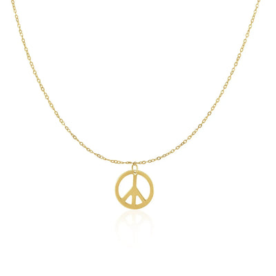 An image displaying 14k Yellow Gold with Peace Symbol Pendant by Orca Market