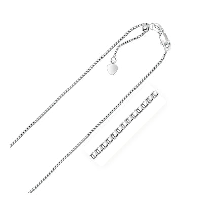 An image displaying 14k White Gold Adjustable Box Chain 1.1mm by Orca Market
