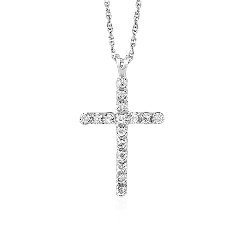 An image displaying Cross Pendant with Diamonds in Sterling Silver by Orca Market