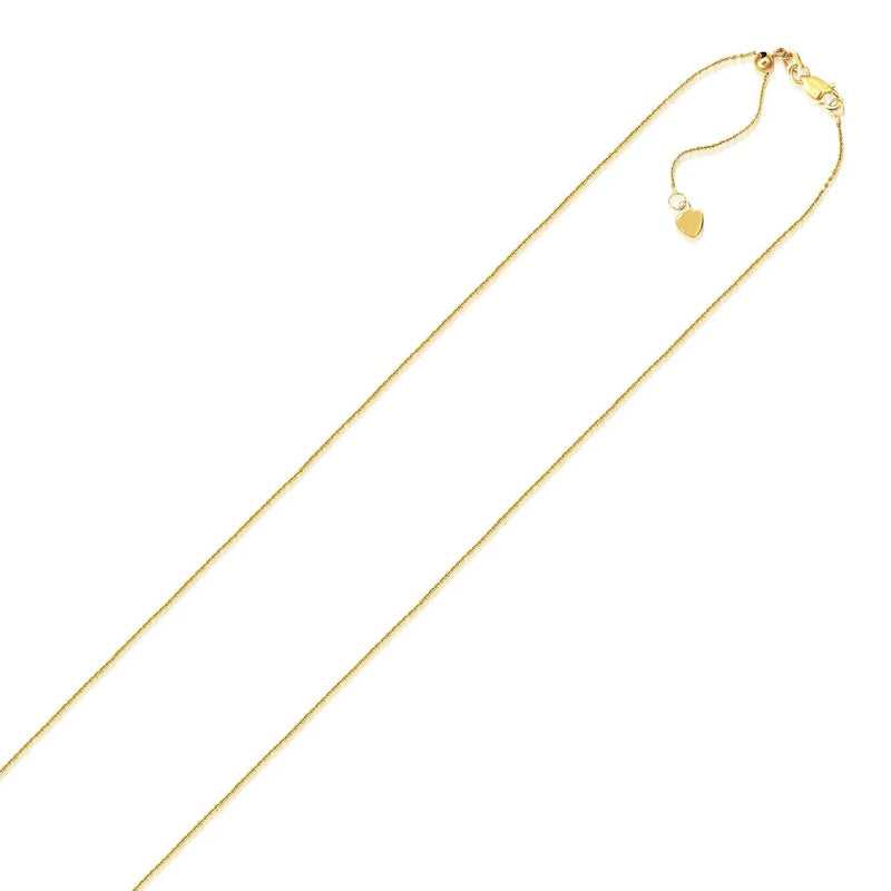 An image displaying 10k Yellow Gold Adjustable Cable Chain 0.9mm by Orca Market
