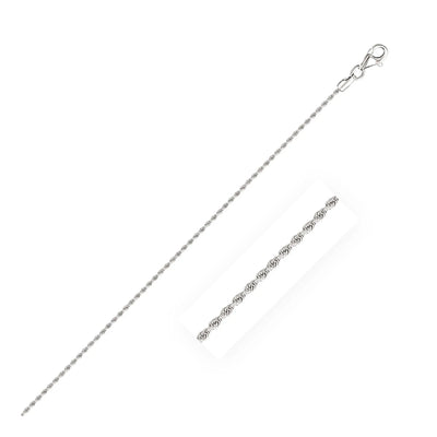 An image displaying 14k White Gold Solid Diamond Cut Rope Chain 1.5mm by Orca Market