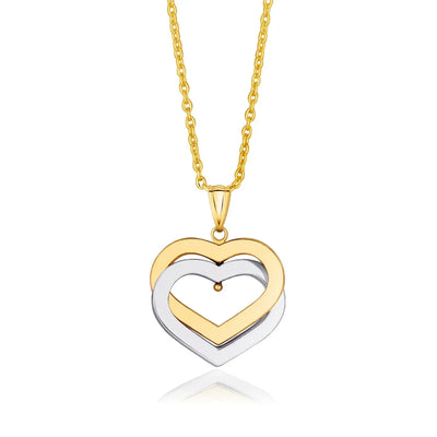 An image displaying 14k Two-Tone Gold Intertwined Hearts Pendant by Orca Market