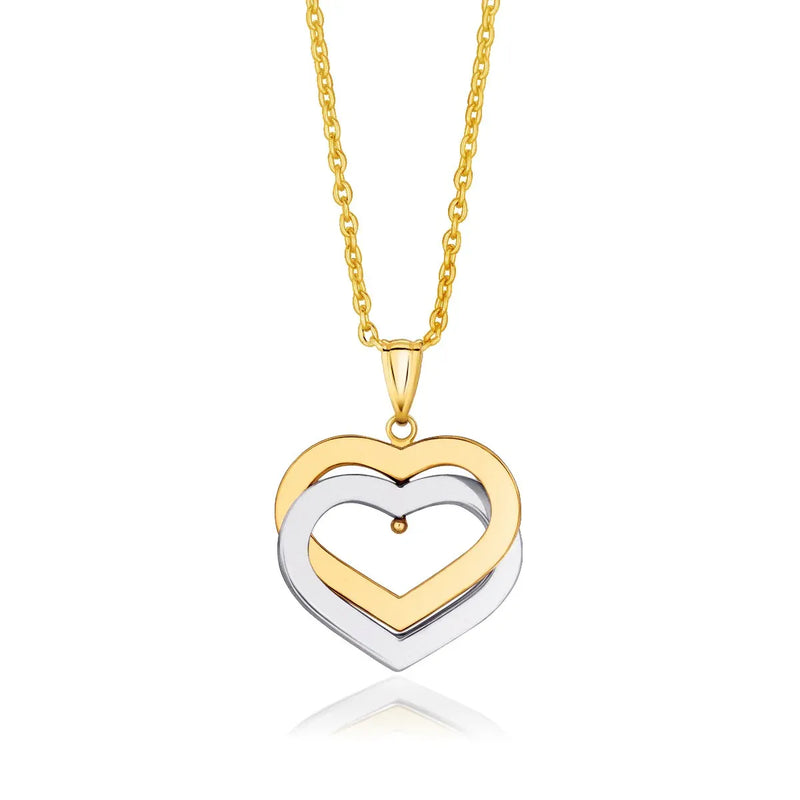 An image displaying 14k Two-Tone Gold Intertwined Hearts Pendant by Orca Market