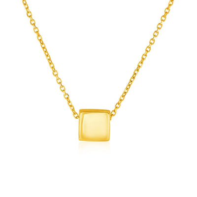 An image displaying 14k Yellow Gold with Shiny Square Pendant by Orca Market
