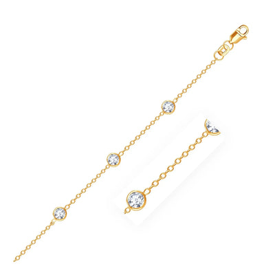 An image displaying 14k Yellow Gold Anklet with Round White Cubic Zirconia by Orca Market