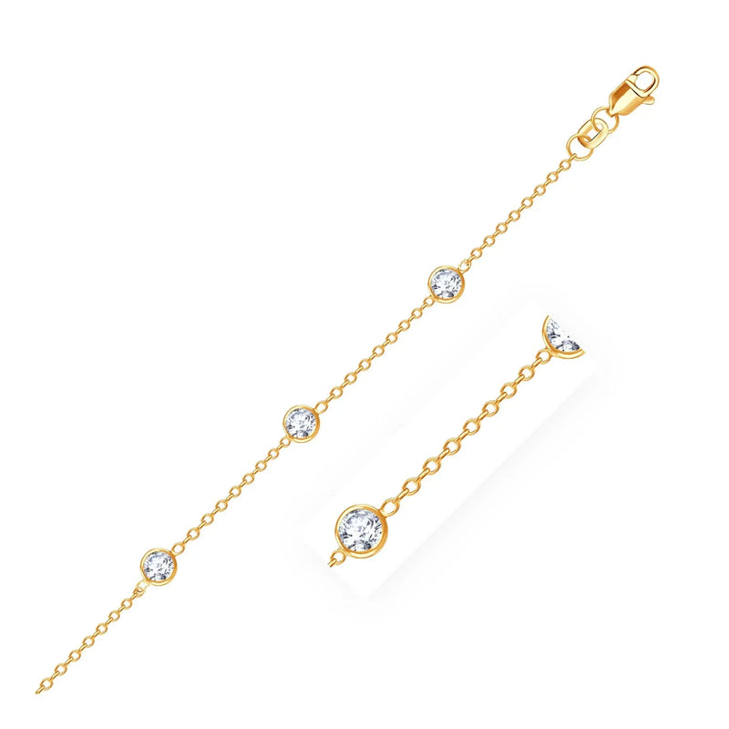 An image displaying 14k Yellow Gold Anklet with Round White Cubic Zirconia by Orca Market
