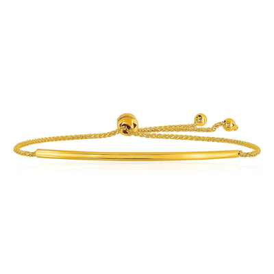 An image displaying 14k Yellow Gold Smooth Curved Bar Lariat Design Bracelet by Orca Market