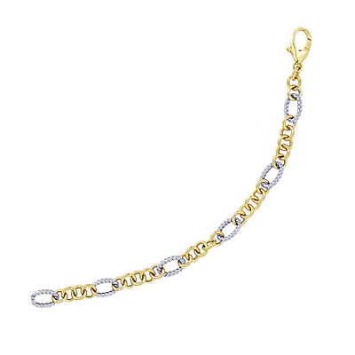 An image displaying 14k Two-Tone Gold Rope Motif Oval and Round Link Chain Bracelet by Orca Market