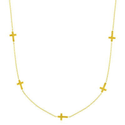 An image displaying 14k Yellow Gold Chain Necklace with Cross Stations by Orca Market