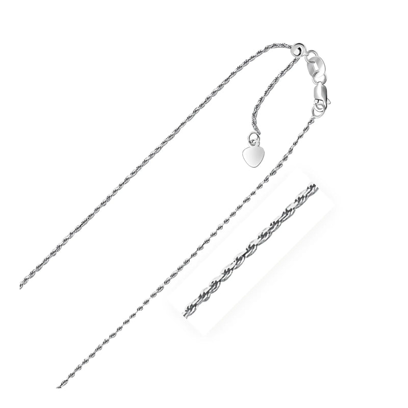 An image displaying 14k White Gold Adjustable Rope Chain 1.0mm by Orca Market
