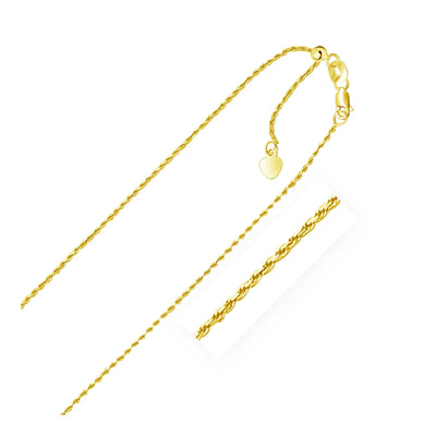 An image displaying 14k Yellow Gold Adjustable Rope Chain 1.0mm by Orca Market