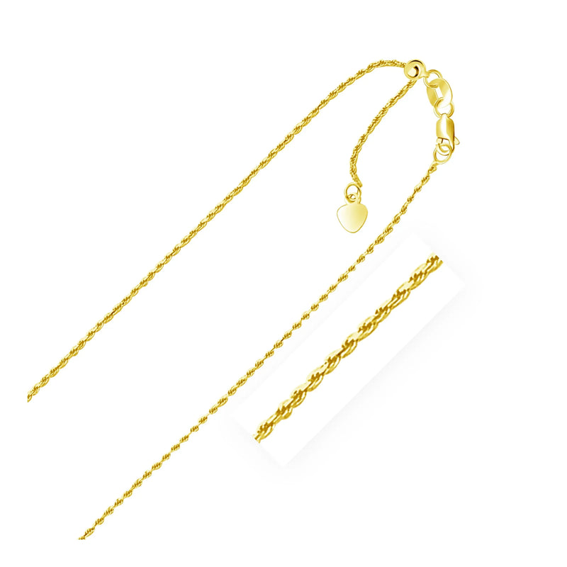 An image displaying 14k Yellow Gold Adjustable Rope Chain 1.0mm by Orca Market