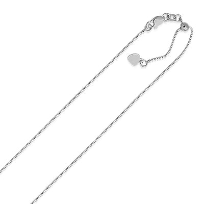 An image displaying 14k White Gold Adjustable Box Chain 0.7mm by Orca Market