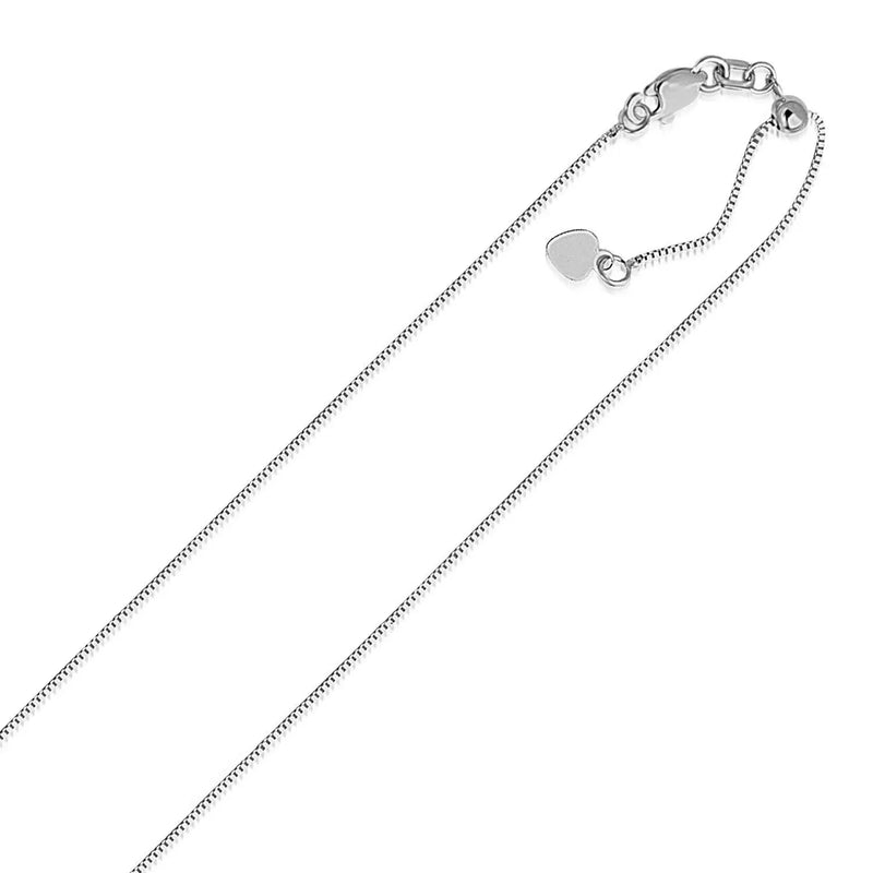 An image displaying 14k White Gold Adjustable Box Chain 0.7mm by Orca Market