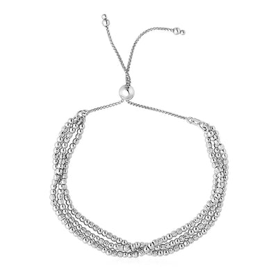An image displaying Adjustable Three-Strand Bead Bracelet in Sterling Silver by Orca Market