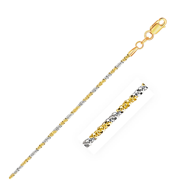 An image displaying 14k White and Yellow Gold Two Tone Sparkle Chain 1.5mm by Orca Market