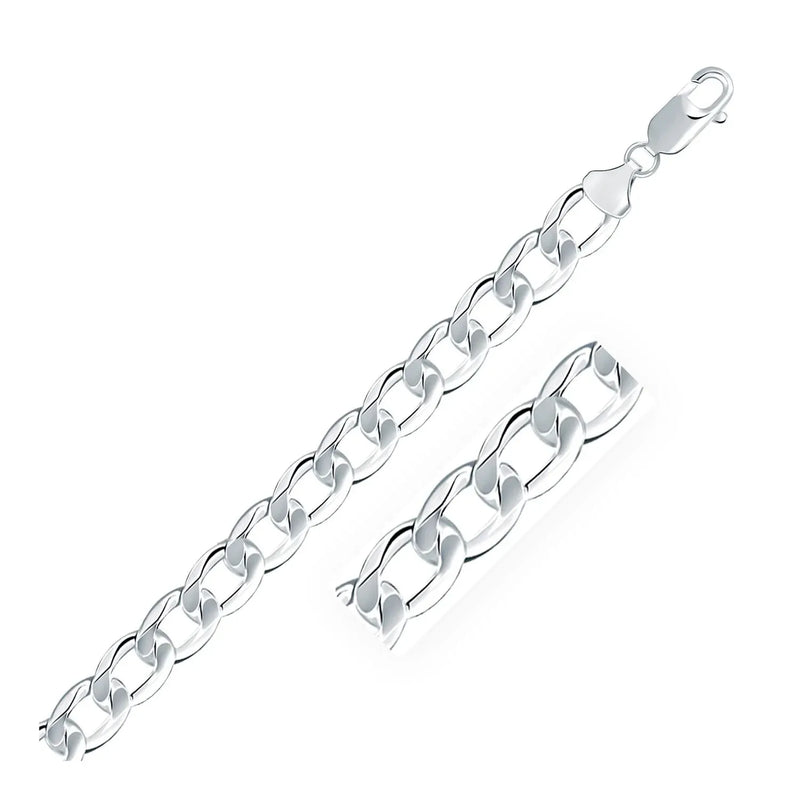 An image displaying Rhodium Plated 8.4mm Sterling Silver Curb Style Chain by Orca Market