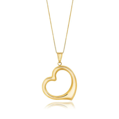 An image displaying 14k Yellow Gold Floating Heart Drop Pendant by Orca Market