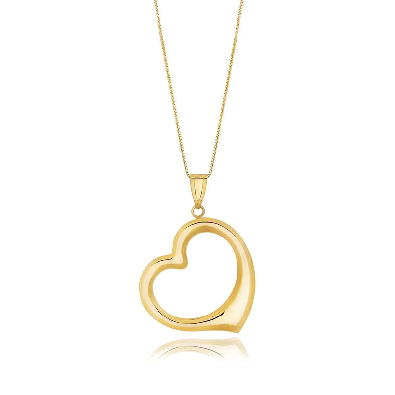 An image displaying 14k Yellow Gold Floating Heart Drop Pendant by Orca Market