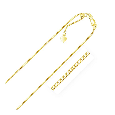 An image displaying 14k Yellow Gold Adjustable Box Chain 1.1mm by Orca Market