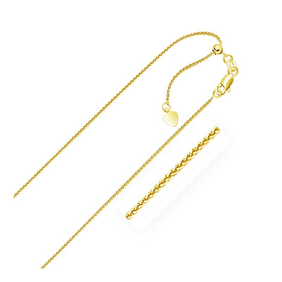 An image displaying 14k Yellow Gold Adjustable Wheat Chain 1.0mm by Orca Market