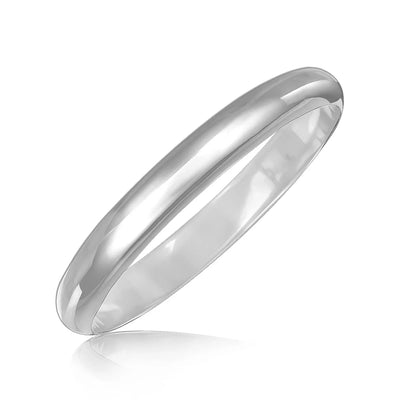 An image displaying Sterling Silver Dome Style Bangle with Rhodium Plating by Orca Market