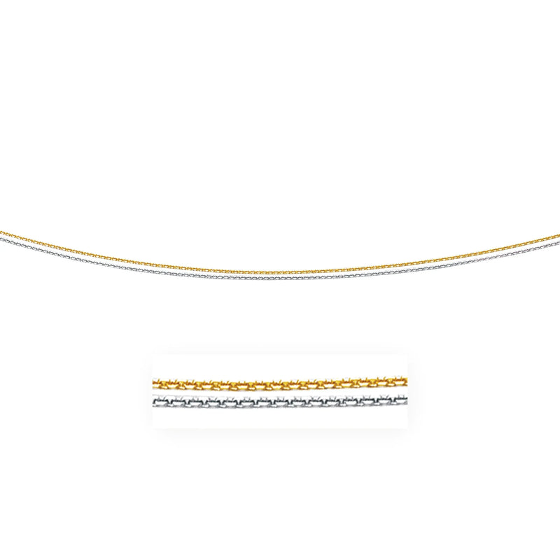 An image displaying 14k Two-Tone Double Strand Cable Pendant Chain 1.1mm by Orca Market