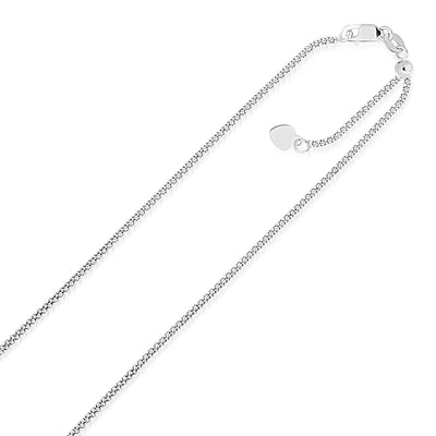 An image displaying 14k White Gold Adjustable Popcorn Chain 1.3mm by Orca Market