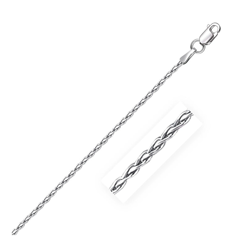 An image displaying Sterling Silver Rhodium Plated Wheat Chain 1.5mm by Orca Market