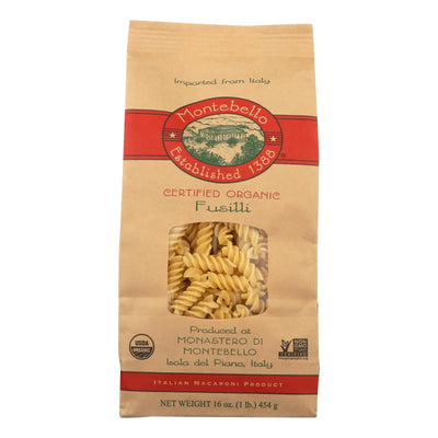An image displaying Montebello Organic Pasta - Fusilli - Case Of 12 - 1 Lb. by Montebello