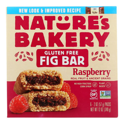 An image displaying Nature's Bakery Gluten Free Fig Bar - Raspberry - Case Of 6 - 2 Oz. by Nature's Bakery
