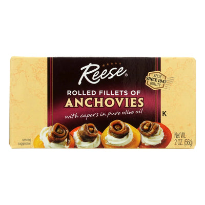 An image displaying Reese Anchovies - Rolled - Case Of 10 - 2 Ounce by Reese