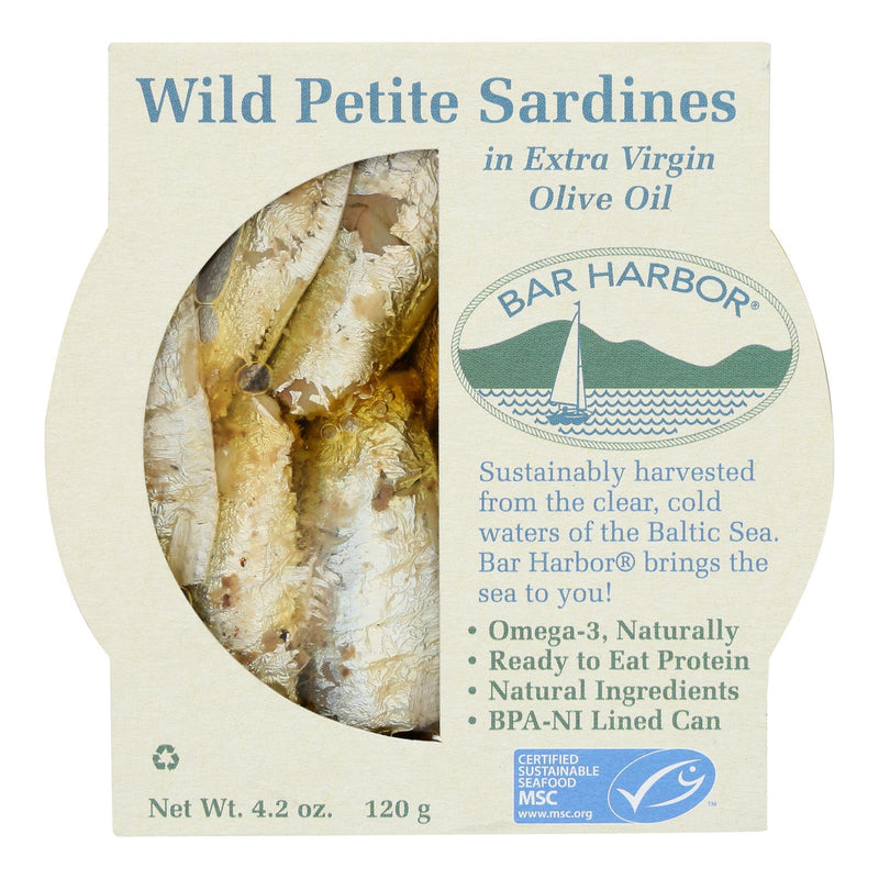 Bar Harbor - Wild Petite Sardines in Extra Virgin Olive Oil - Case Of 12-4.2 Ounce