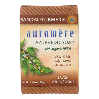 An image displaying Auromere Ayurvedic Bar Soap Sandalwood-turmeric - 2.75 Ounce by Auromere