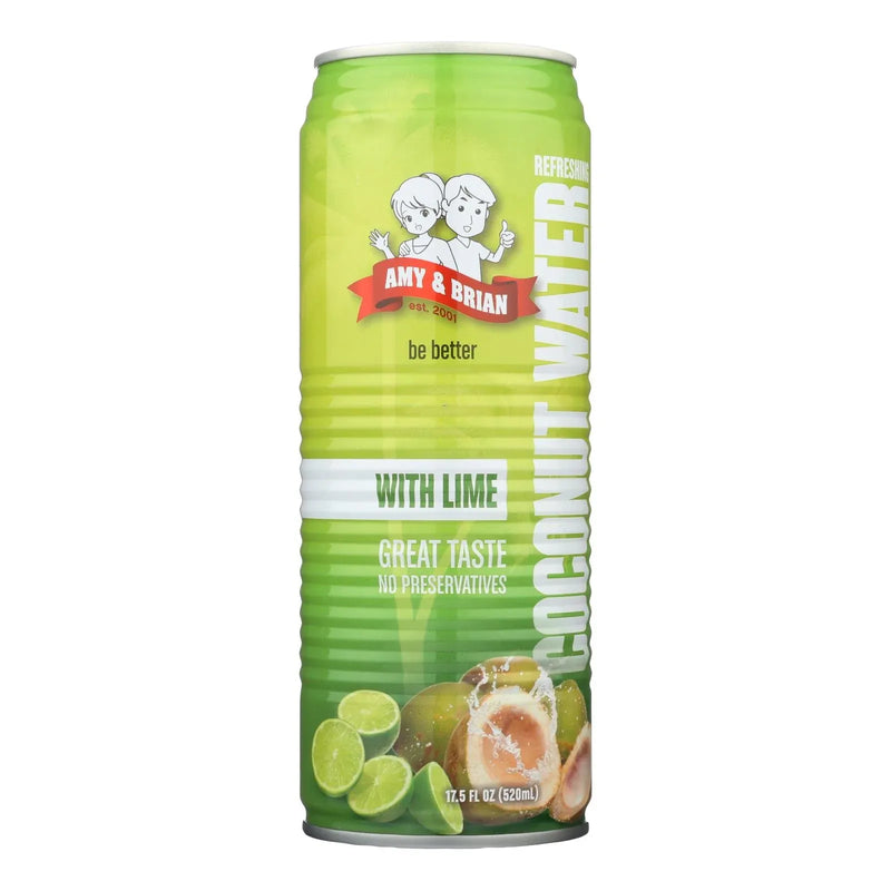 An image displaying Amy And Brian - Coconut Water With Lime - Case Of 12 - 17.5 Fl Ounce by Amy And Brian