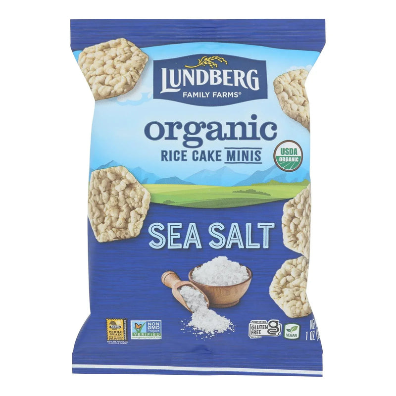 An image displaying Lundberg Family Farms - Rice Cakes Mini Sea Salt - Case Of 24 - 1 Ounce by Lundberg Family Farms