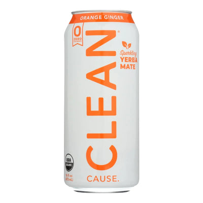 An image displaying Clean Cause - Yrba Sparkling Orng Ginger - Case Of 12-16 Fz by Clean Cause