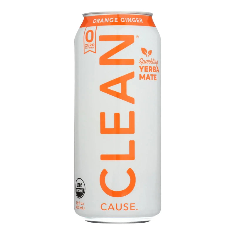 An image displaying Clean Cause - Yrba Sparkling Orng Ginger - Case Of 12-16 Fz by Clean Cause