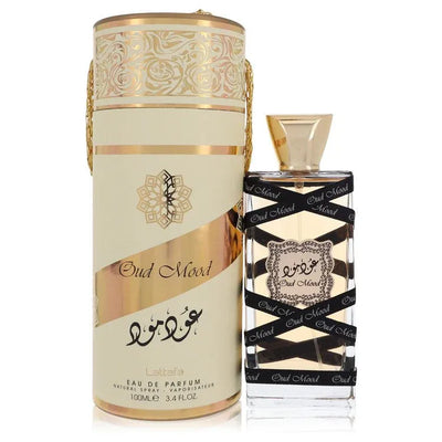 An image displaying Lattafa Oud Mood by Lattafa Eau De Parfum Spray 3.4 oz for Women by Lattafa